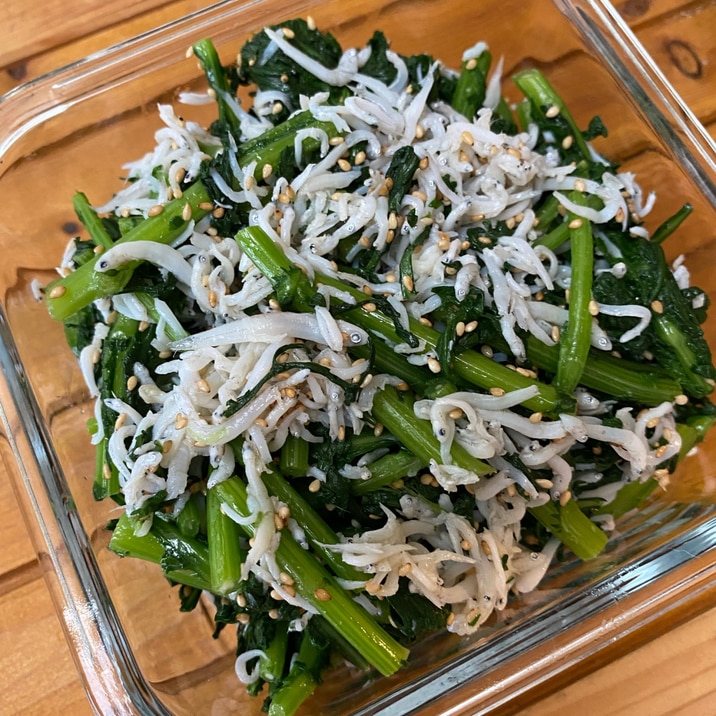 作り置きに便利!春菊としらすのお浸し